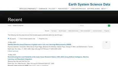 Screenshot of Essd.copernicus.org