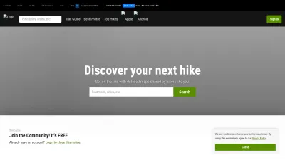 Screenshot of Hikingproject.com