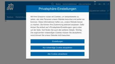 Screenshot of Zhaw.ch