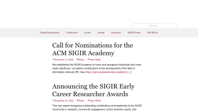 Screenshot preview of sigir.org