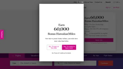 Screenshot of Hawaiianairlines.com