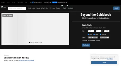 Screenshot of Mountainproject.com