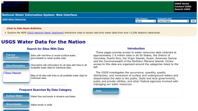 Screenshot of Waterdata.usgs.gov