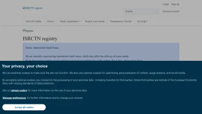 Screenshot of Isrctn.com