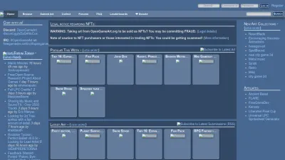 Screenshot of Opengameart.org