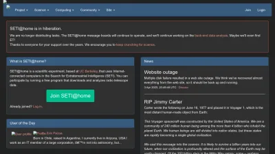 Screenshot of Setiathome.berkeley.edu