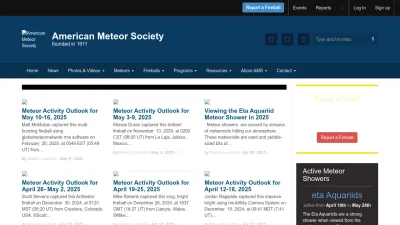 Screenshot of Amsmeteors.org