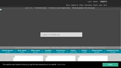 Screenshot of Mindat.org