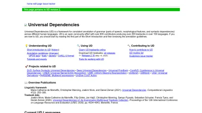 Screenshot of Universaldependencies.org