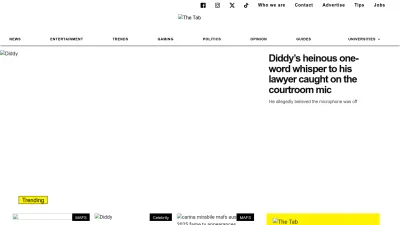 Screenshot of Thetab.com