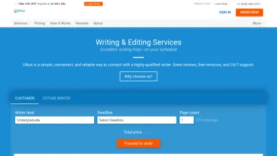 Screenshot of Ultius.com