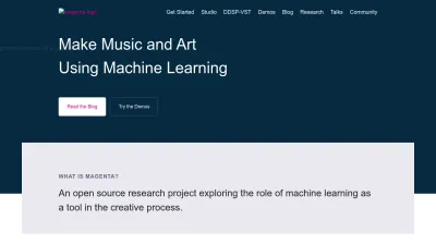 Screenshot of Magenta.tensorflow.org