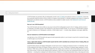 Screenshot of Lccn.loc.gov