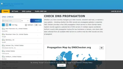 Screenshot of Dnschecker.org