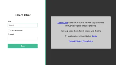Screenshot of Web.libera.chat