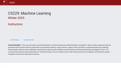 Screenshot of Cs229.stanford.edu