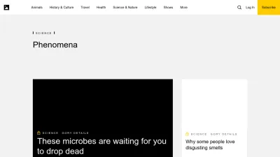 Screenshot of Phenomena.nationalgeographic.com