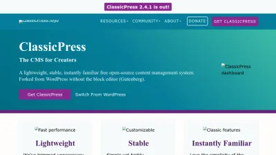 Screenshot of Classicpress.net