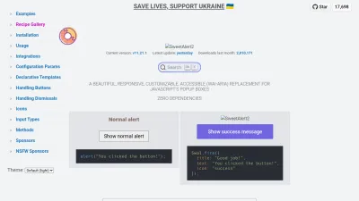 Screenshot of Sweetalert2.github.io