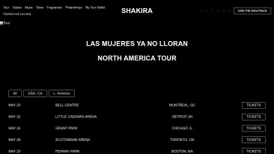 Screenshot of Shakira.com