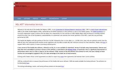 Screenshot of Handle.net