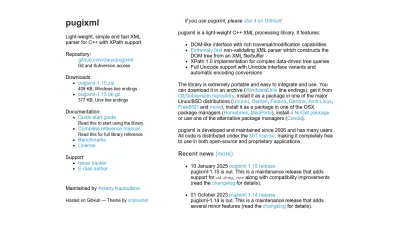 Screenshot of Pugixml.org