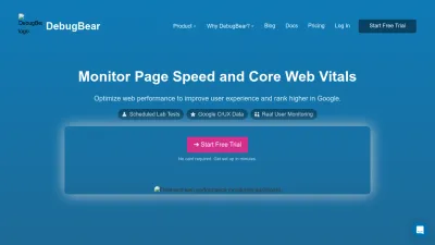 Screenshot of Debugbear.com