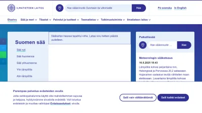 Screenshot of Ilmatieteenlaitos.fi