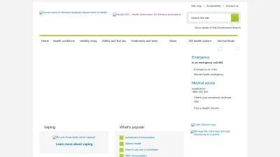 Screenshot of Healthywa.wa.gov.au