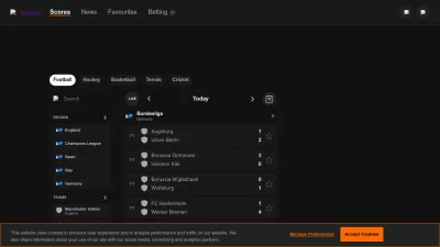 Screenshot of Livescore.com