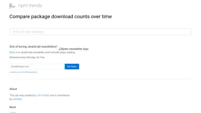 Screenshot of Npmtrends.com