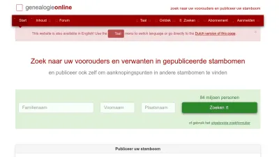 Screenshot preview of genealogieonline.nl