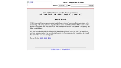 Screenshot of Nndb.com