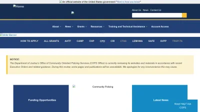 Screenshot preview of cops.usdoj.gov