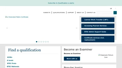 Screenshot of Qualifications.pearson.com