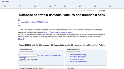 Screenshot of Prosite.expasy.org