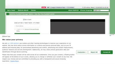 Screenshot of Hattrick.org