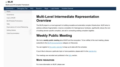 Screenshot of Mlir.llvm.org