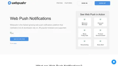 Screenshot of Webpushr.com