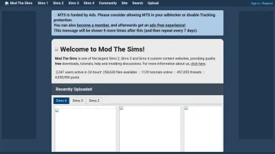 Screenshot of Modthesims.info