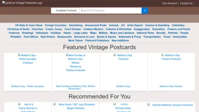 Screenshot of Cardcow.com