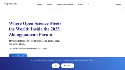 Screenshot of Openaire.eu