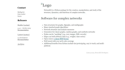 Screenshot of Networkx.org