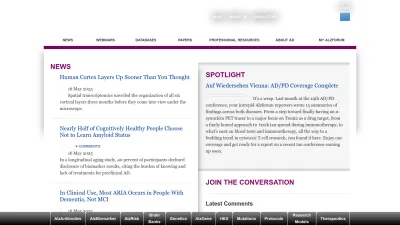 Screenshot of Alzforum.org