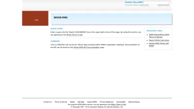 Screenshot of Whois.arin.net