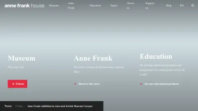 Screenshot of Annefrank.org
