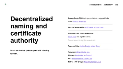 Screenshot of Handshake.org