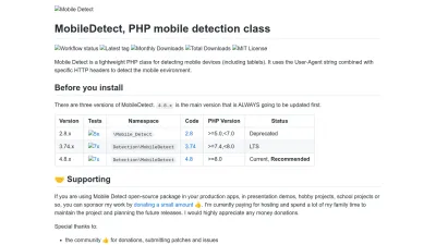 Screenshot of Mobiledetect.net