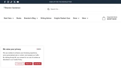 Screenshot of Brandonsanderson.com