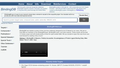 Screenshot preview of bindingdb.org